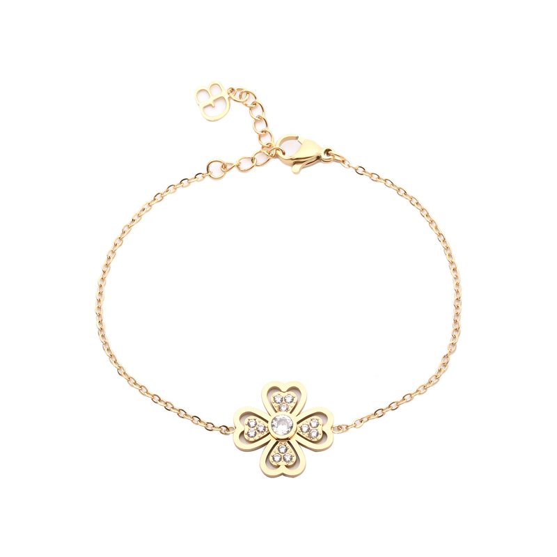 Pulseira em aço trevo aberto