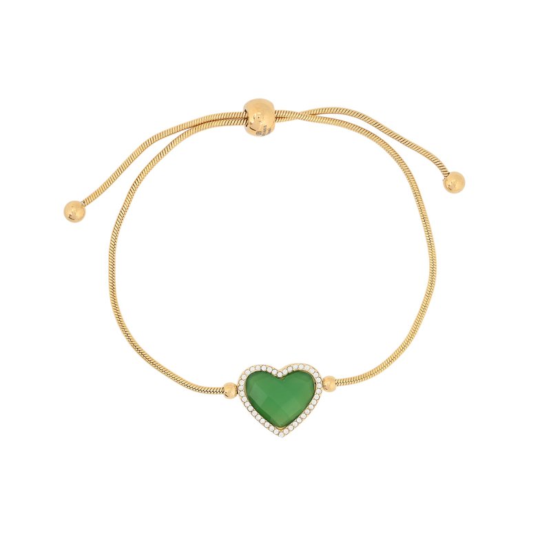 Pulseira ajustável em aço coração pedra natural