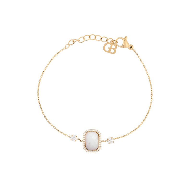 Pulseira em aço retângulo pedra natural