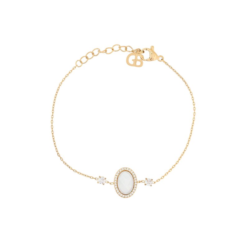 Pulseira em aço oval pedra natural