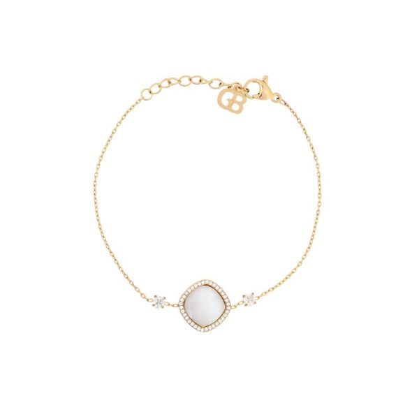 Pulseira em aço geométrica pedra natural