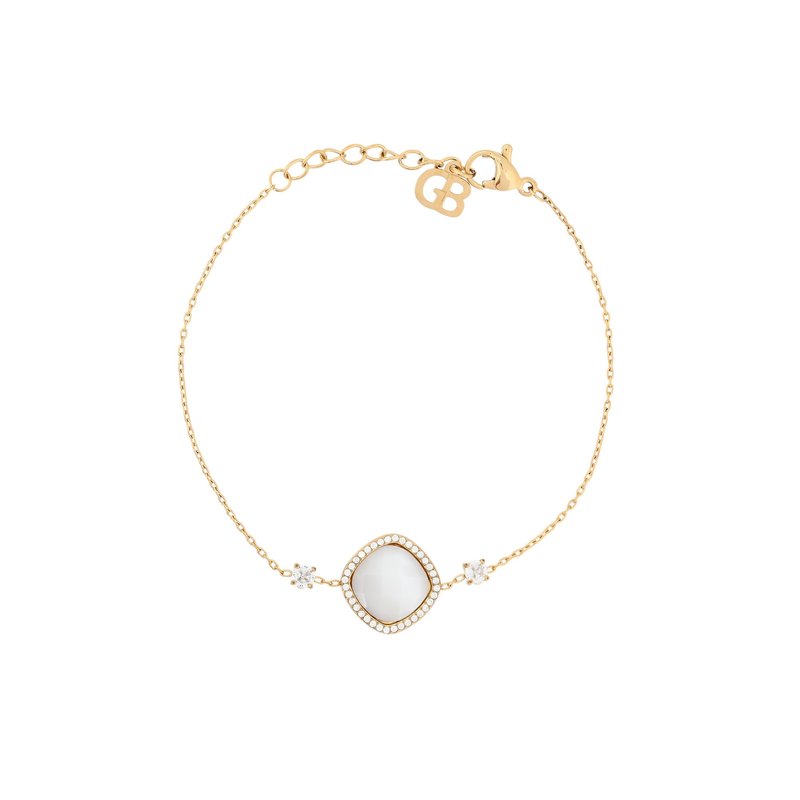Pulseira em aço geométrica pedra natural