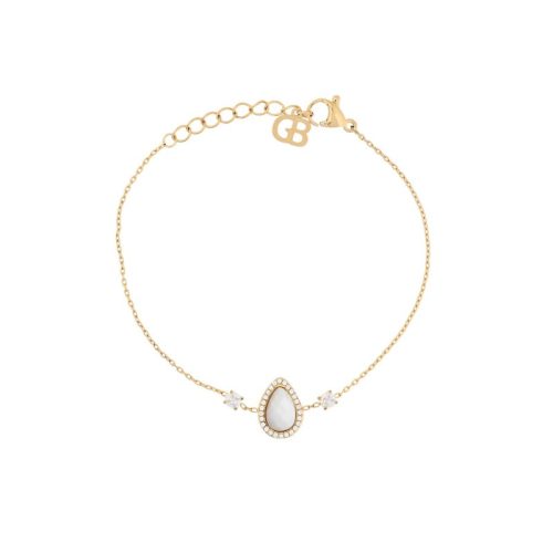 Pulseira em aço gota pedra natural