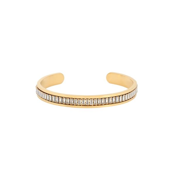 Pulseira rígida aço retângulos verticais