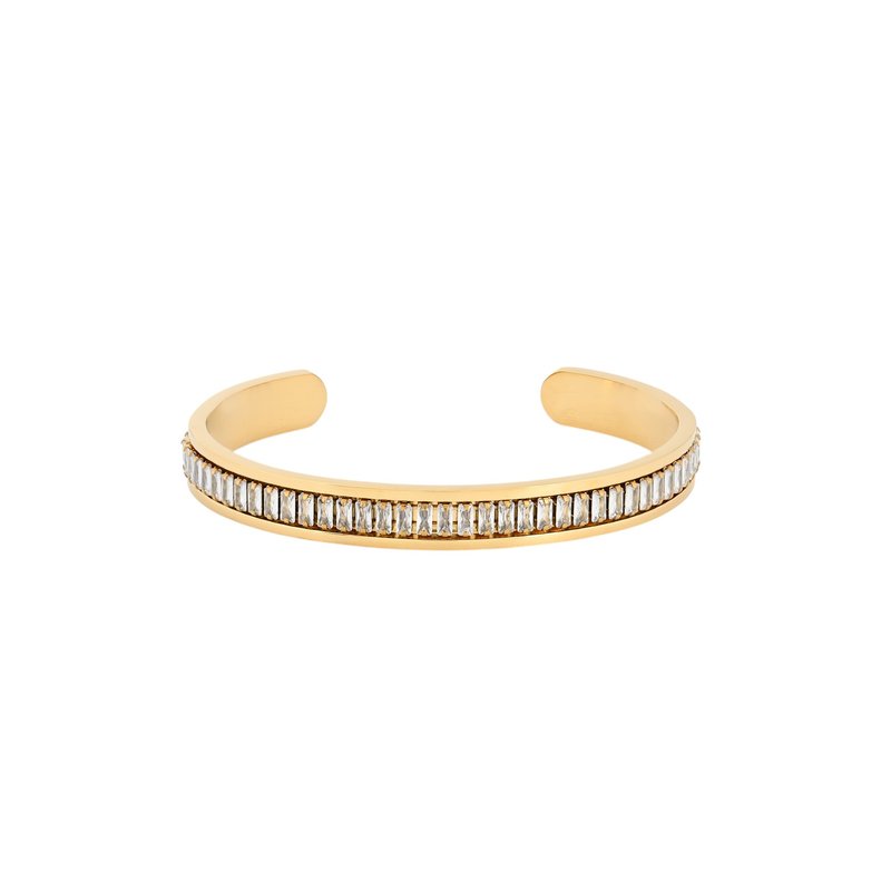 Pulseira rígida aço retângulos verticais