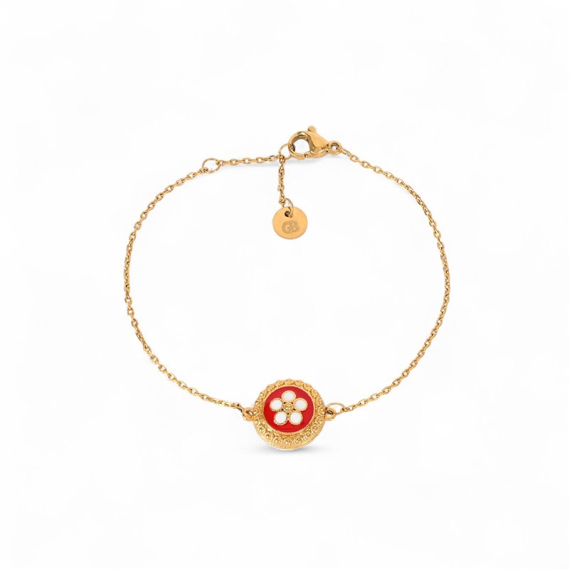 Pulseira banho ouro flor tradicional