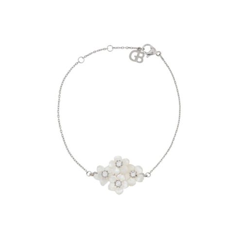 Pulseira em aço madrepérola flores