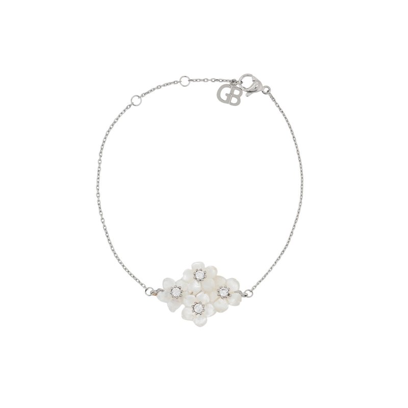 Pulseira em aço madrepérola flores