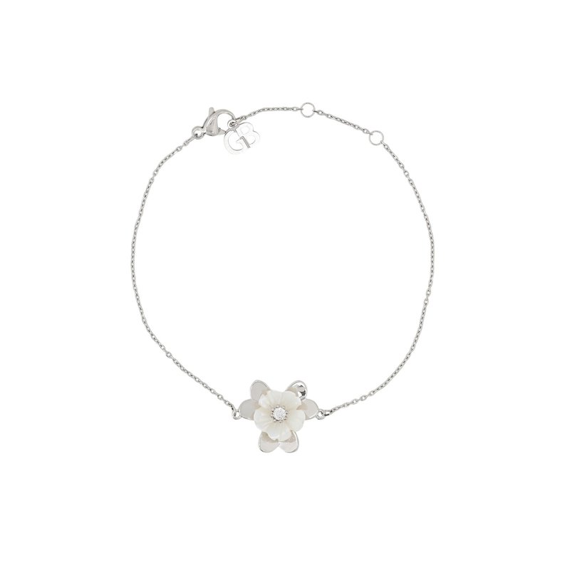 Pulseira em aço flor madrepérola