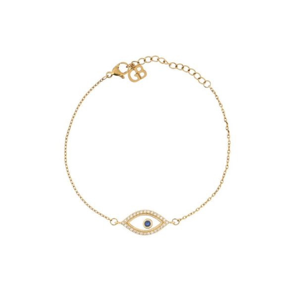 Pulseira semi jóias olho com zircônias