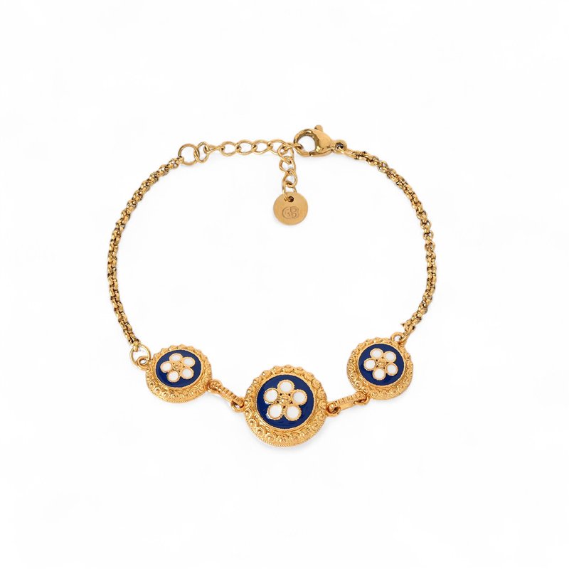 Pulseira banho ouro 3 flores tradicionais