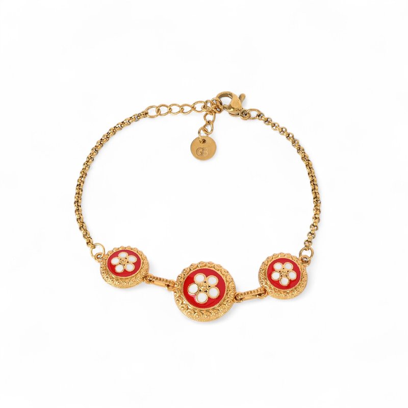 Pulseira banho ouro 3 flores tradicionais