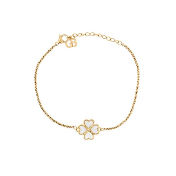 Pulseira em semi jóia trevo duas faces
