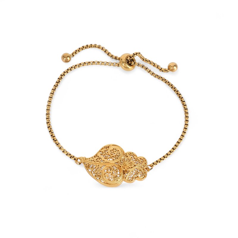 Pulseira ajustável coração de viana em flor