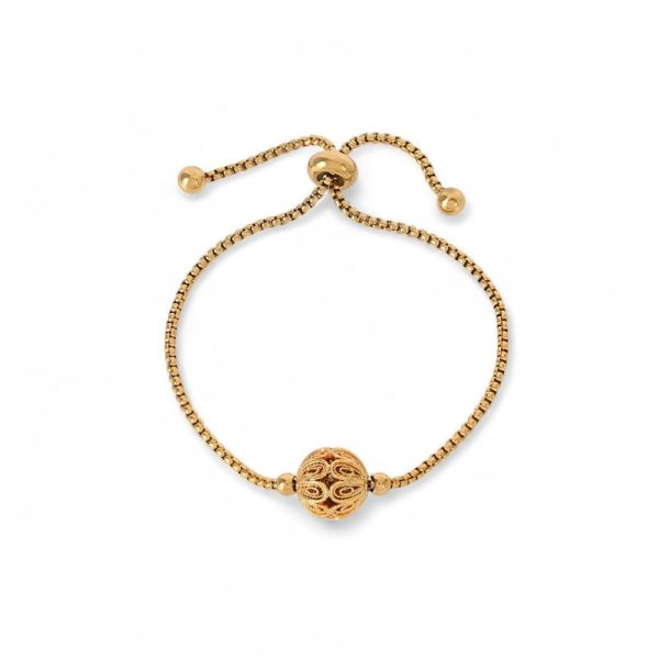 Pulseira ajustável conta de viana semi jóia