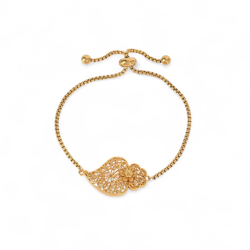 Pulseira ajustável coração de viana em girassol