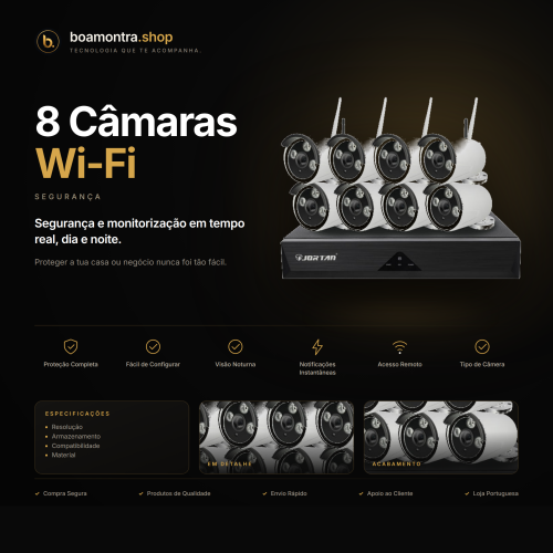 Protege a tua casa com 8 Câmaras Wi-Fi