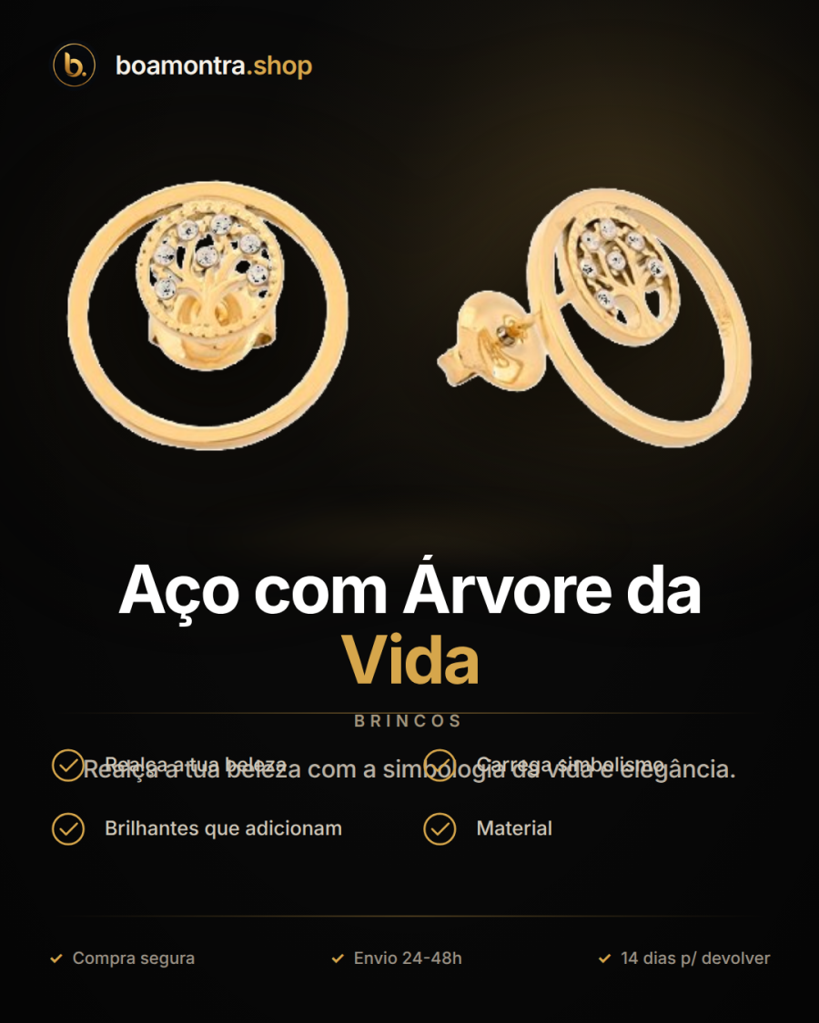 Brincos em Aço com Árvore da Vida