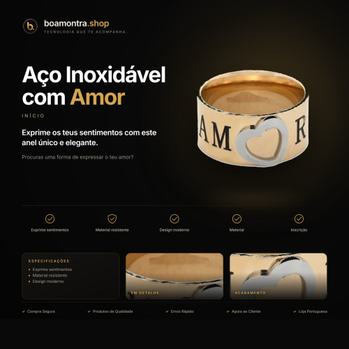 Anel em Aço Inoxidável com Amor