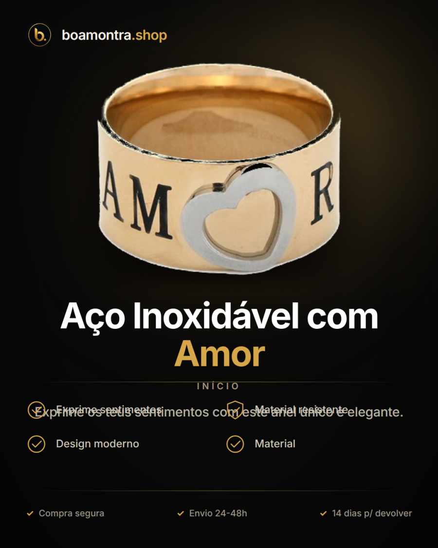 Anel em Aço Inoxidável com Amor