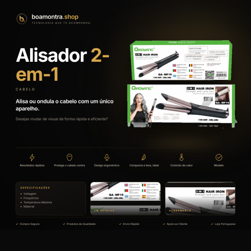 Transforma o Teu Cabelo com Alisador 2-em-1