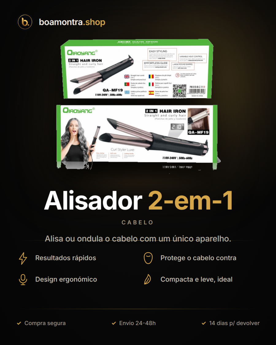 Transforma o Teu Cabelo com Alisador 2-em-1