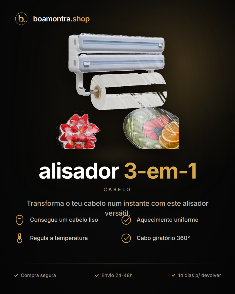 Cabelo liso e brilhante com alisador 3-em-1