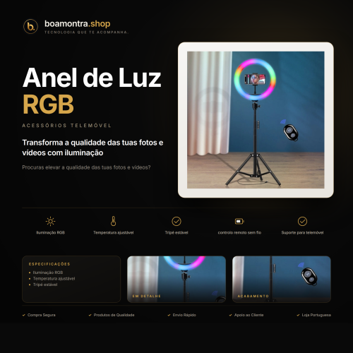 Ilumina as tuas fotos com Anel de Luz RGB