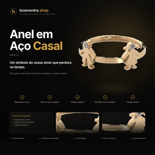 Celebra o Amor com Anel em Aço Casal