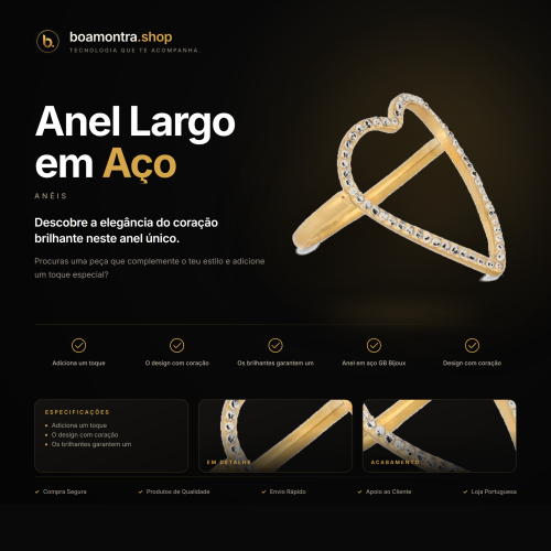 Brilho e Estilo com Anel Largo em Aço
