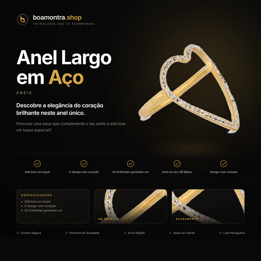 Brilho e Estilo com Anel Largo em Aço