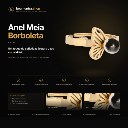 Elegância com Anel Meia Borboleta