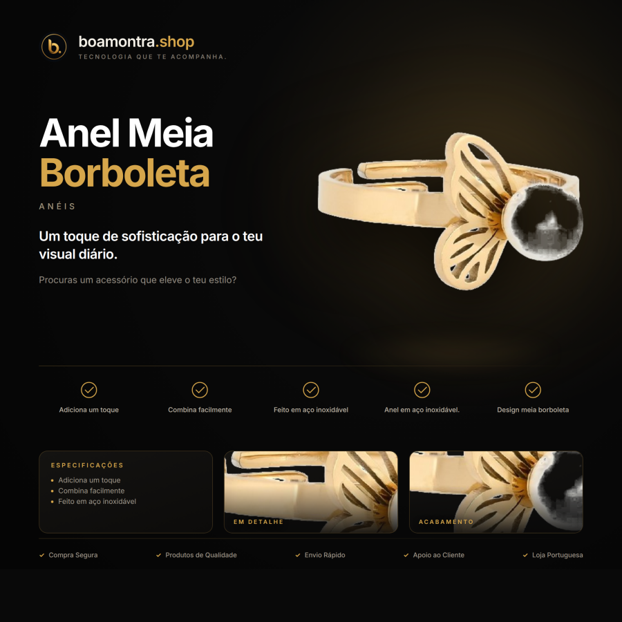 Elegância com Anel Meia Borboleta