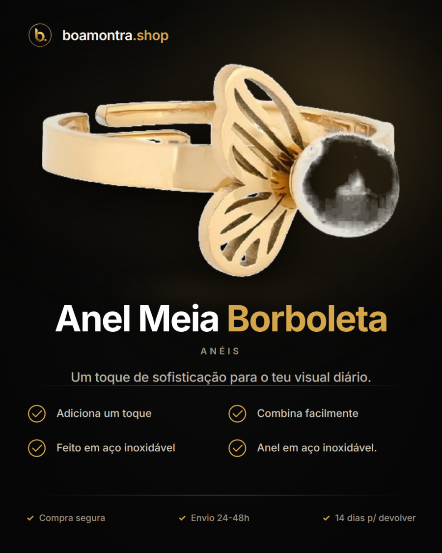 Elegância com Anel Meia Borboleta