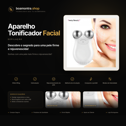 Pele Radiante com Aparelho Tonificador Facial