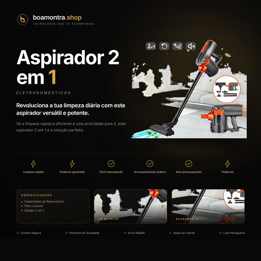 Limpeza Eficiente com Aspirador 2 em 1