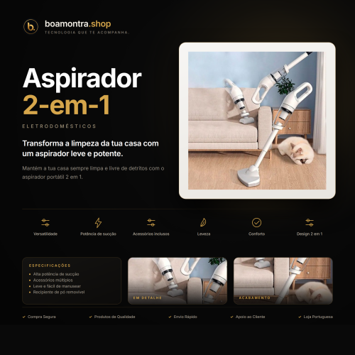 Limpeza Eficiente com Aspirador 2-em-1