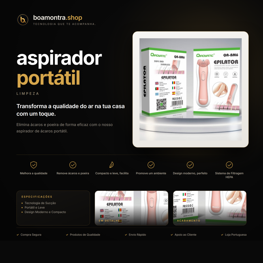 Elimina ácaros com aspirador portátil