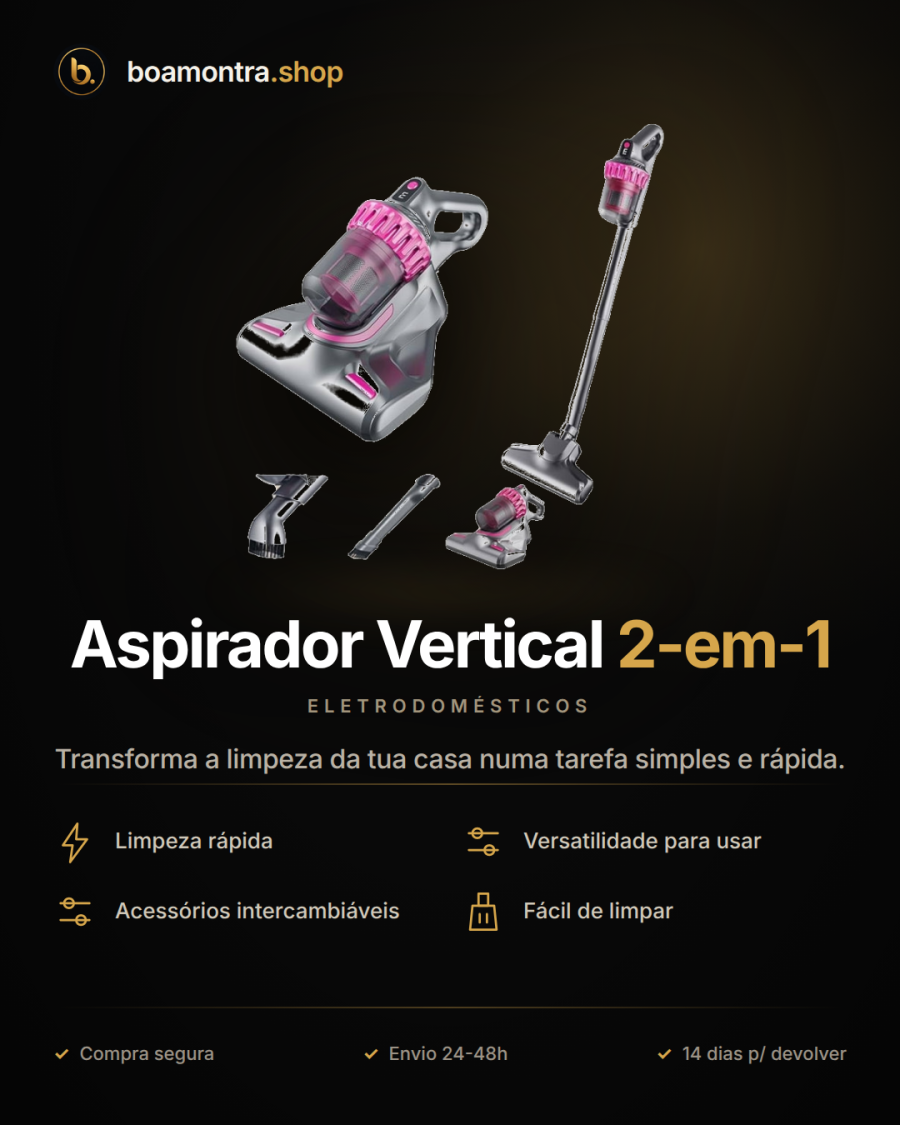 Limpeza Rápida com Aspirador Vertical 2-em-1