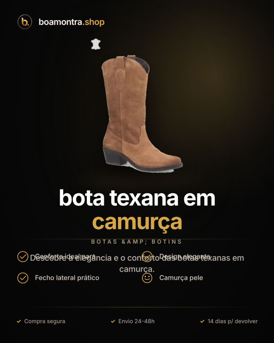 Estilo e conforto com bota texana em camurça