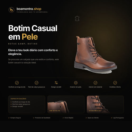 Conforto e Estilo com Botim Casual em Pele