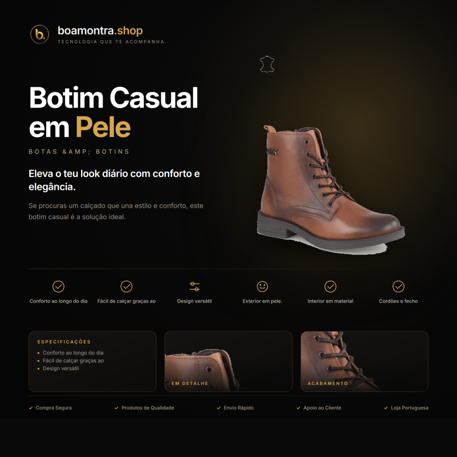 Conforto e Estilo com Botim Casual em Pele