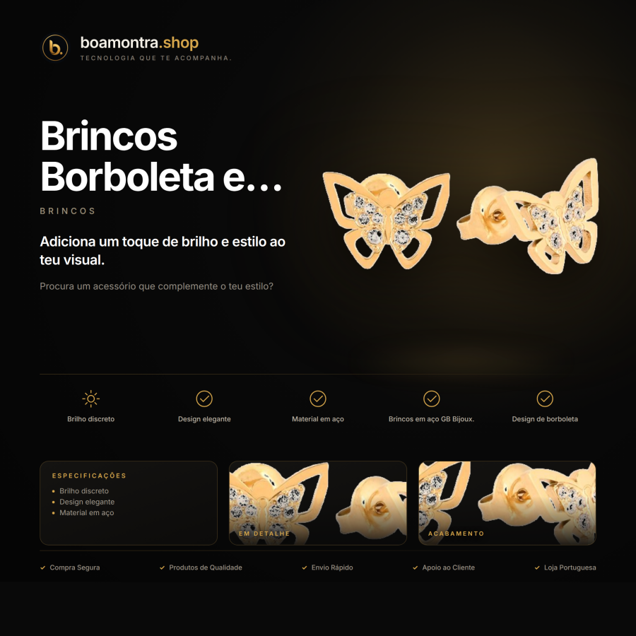 Elegância com Brincos Borboleta em Aço