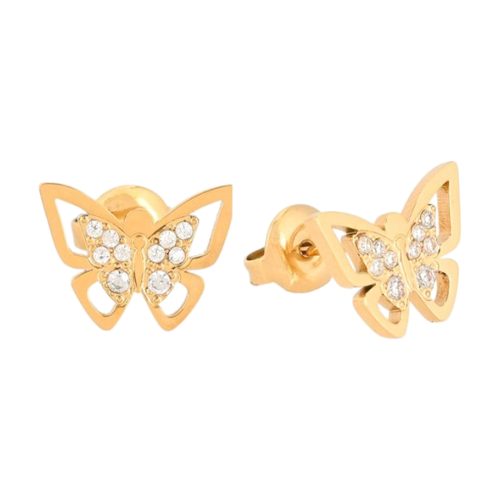 Elegância com Brincos Borboleta em Aço