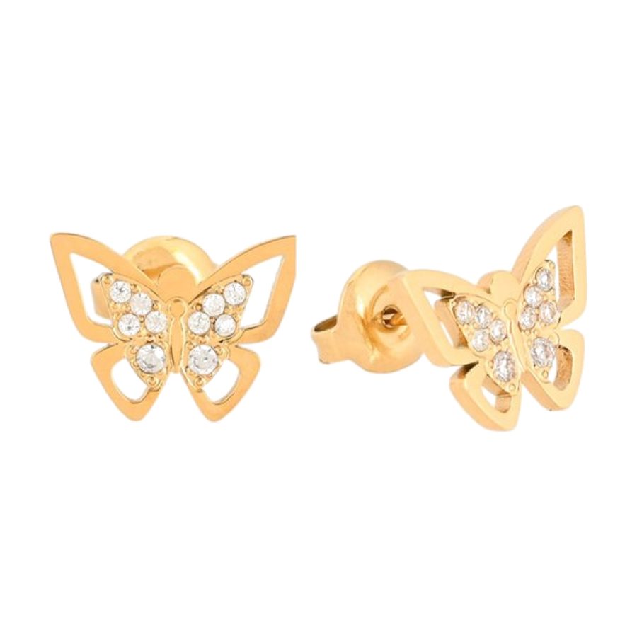 Elegância com Brincos Borboleta em Aço