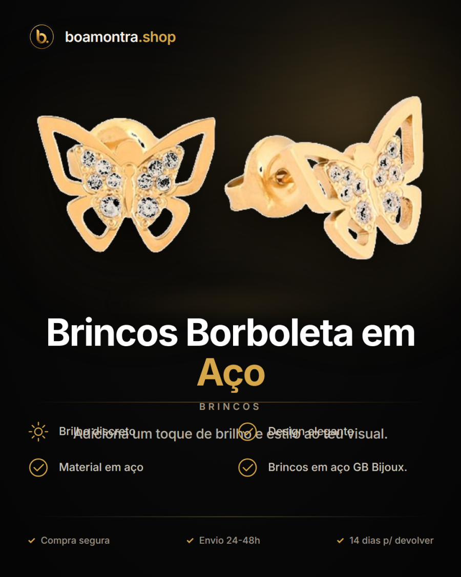 Elegância com Brincos Borboleta em Aço