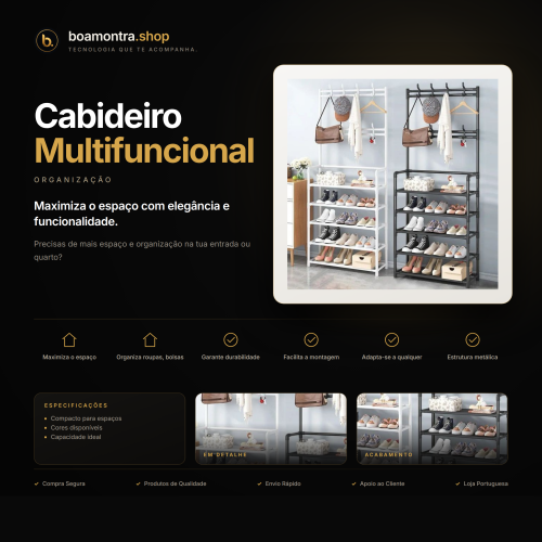 Organização e Estilo com Cabideiro Multifuncional