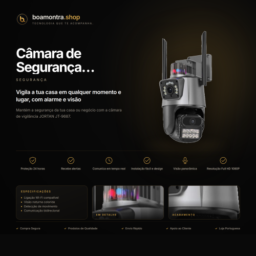 Proteção 24h com Câmara de Segurança JORTAN