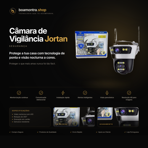 Segurança 24/7 com Câmara de Vigilância Jortan