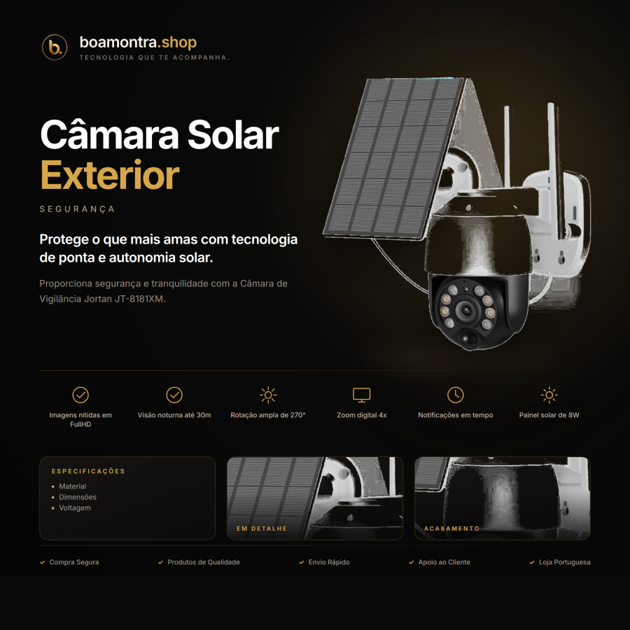 Segurança Eficaz com Câmara Solar Exterior